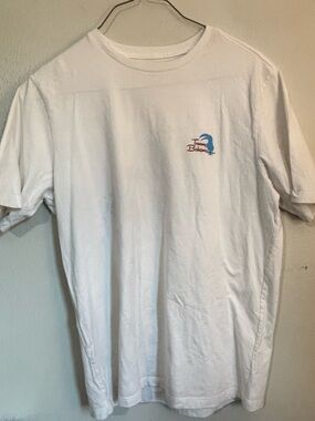 Tommy Bahama White Short-Sleeve Tee with Small Blue & Red Logo